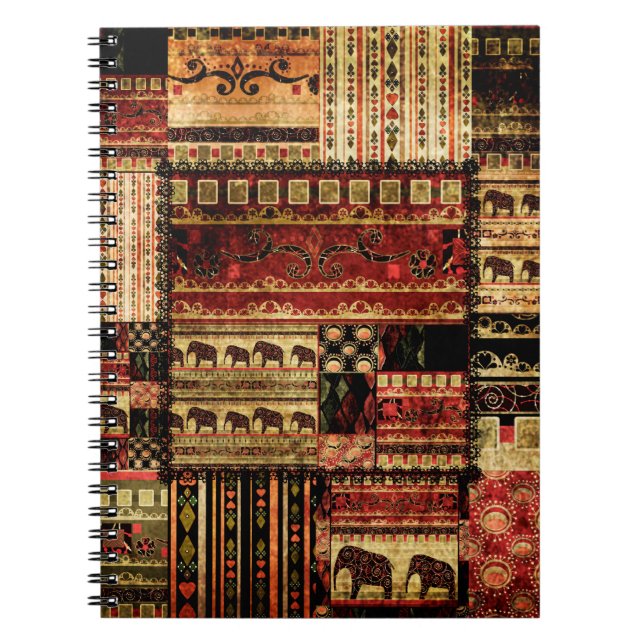 Patchwork african pattern grunge print background notebook (Front)