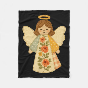Patchwork Angel Cozy Christmas & Christian Des Fleece Blanket
