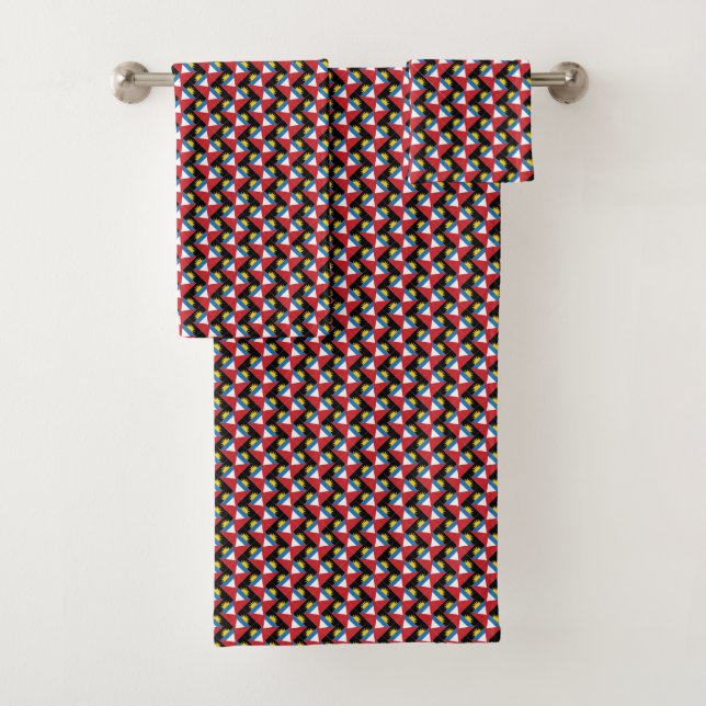Patchwork Antigua and Barbuda Flag Pattern  Bath Towel Set (Insitu)