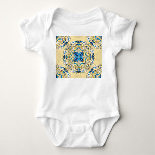 Patchwork Arabic Floral Vintage Texture Baby Bodysuit
