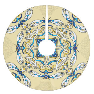 Patchwork Arabic Floral Vintage Texture Brushed Polyester Tree Skirt