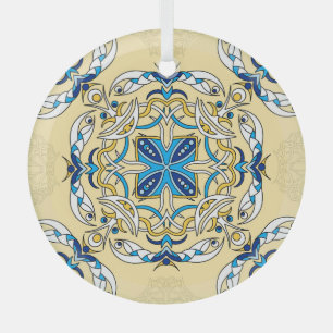 Patchwork Arabic Floral Vintage Texture Glass Ornament