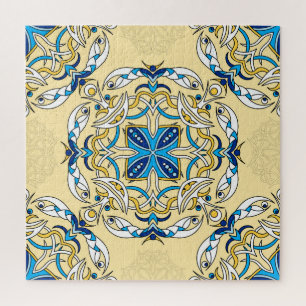 Patchwork Arabic Floral Vintage Texture Jigsaw Puzzle