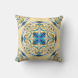 Patchwork Arabic Floral Vintage Texture Throw Pillow