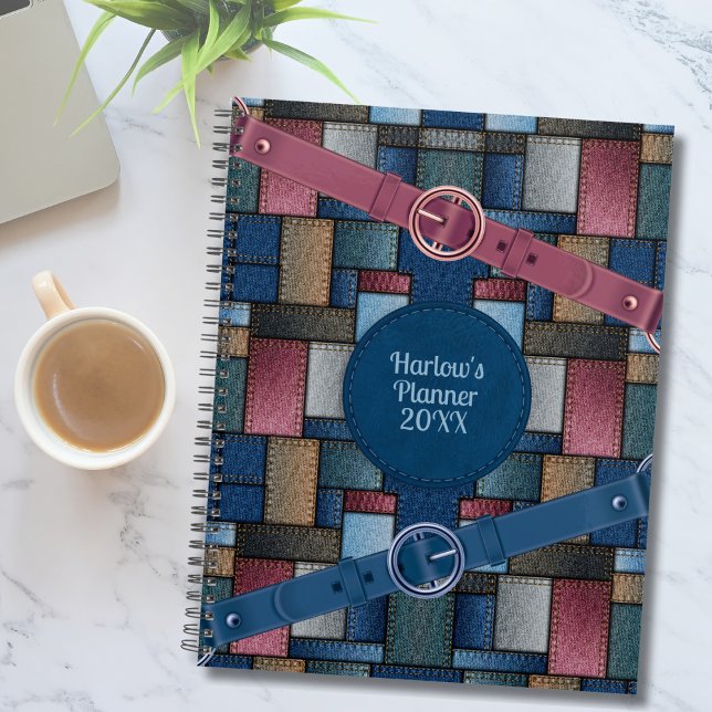 Patchwork Artistique mignon Planner bleu (Cute Artisan Patchwork Customizable Planner)