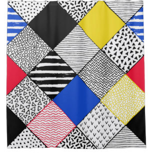 Patchwork background: birds, polka dots.