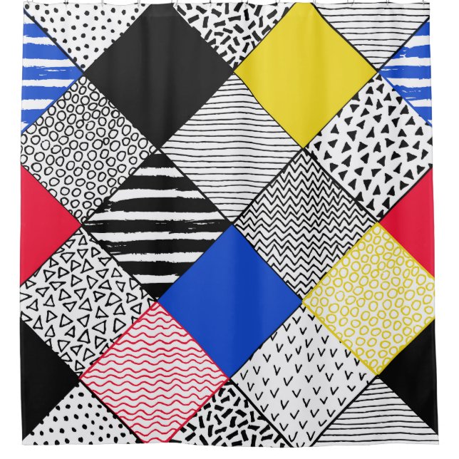 Patchwork background: birds, polka dots. (Front)