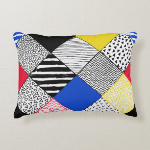 Patchwork background: birds, polka dots. accent pillow
