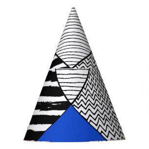 Patchwork background: birds, polka dots. party hat