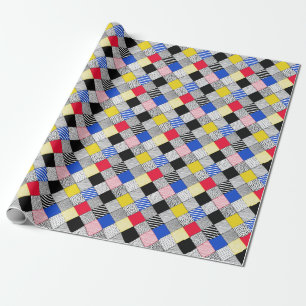 Patchwork background: birds, polka dots. wrapping paper