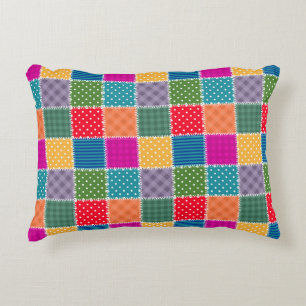 Patchwork Background: Diverse Pattern Mix Accent Pillow