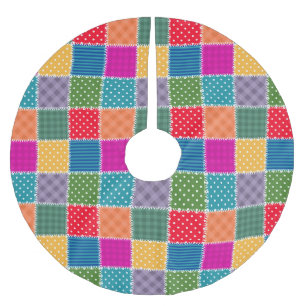 Patchwork Background: Diverse Pattern Mix Brushed Polyester Tree Skirt