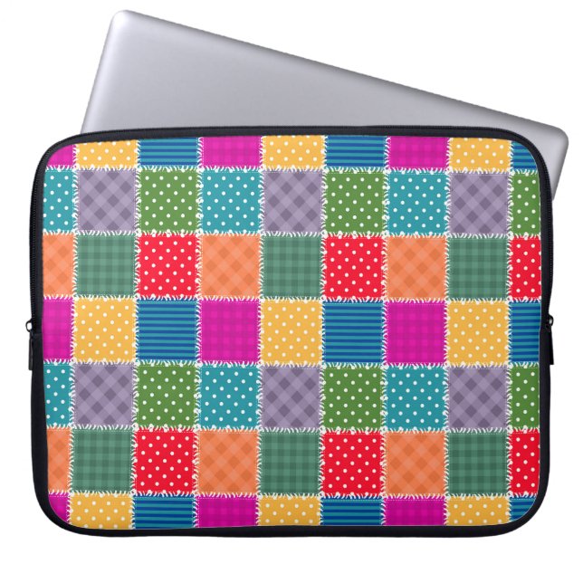 Patchwork Background: Diverse Pattern Mix Laptop Sleeve (Front)
