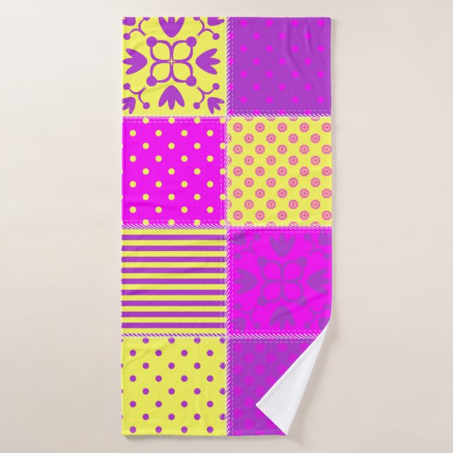 patchwork background with different patterns art,b bath towel (Bath Towel)