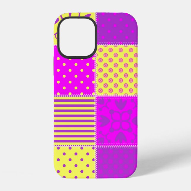 patchwork background with different patterns art,b iPhone case (Back)