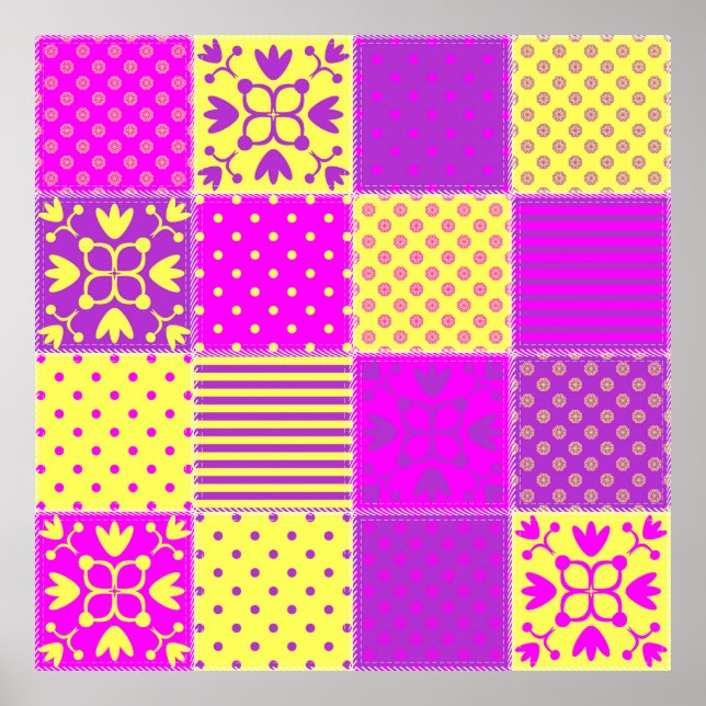 patchwork background with different patterns art,b poster (Front)