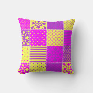 patchwork background with different patterns art,b throw pillow