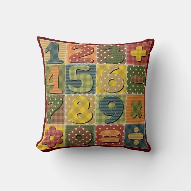 Patchwork Basic Numeral Pattern Throw Pillow (Front)