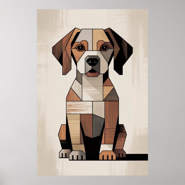 Patchwork Beagle - Geometric Dog Poster (Front)