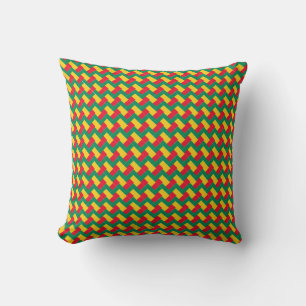 Patchwork Benin Flag Pattern Throw Pillow