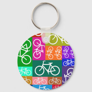 Patchwork Bicycles Art Keychain
