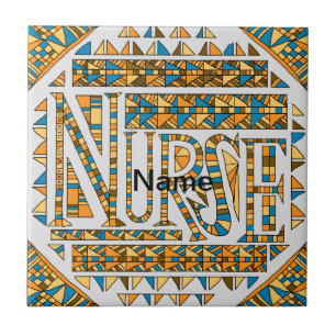 Patchwork Blue Gold Nurse Tile