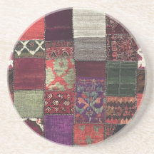 Patchwork Bohemian Round Sandstone Coaster
