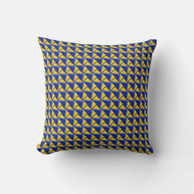 Patchwork Bosnia and Herzegovina Flag Pattern  Throw Pillow (Front)