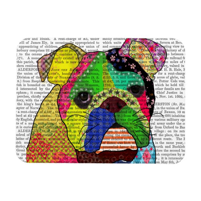 Patchwork Bulldog Magnet (Horizontal)