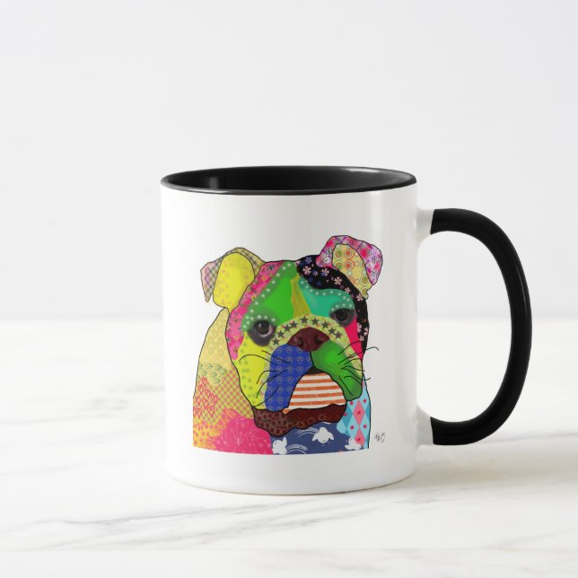 Patchwork Bulldog Mug (Right)