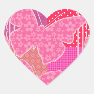 Patchwork Butterflies Heart Stickers