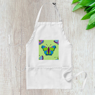 Patchwork Butterfly Pattern on Green Standard Apron