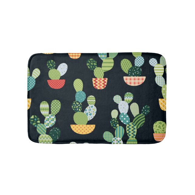 Patchwork Cactus Plants Seamless Pattern Bath Mat (Front)