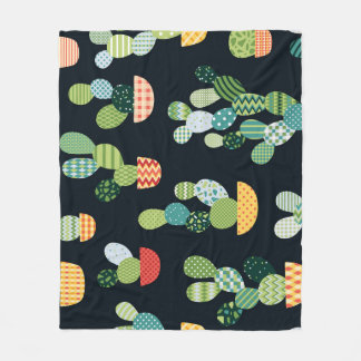 Patchwork Cactus Plants Seamless Pattern Fleece Blanket