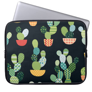 Patchwork Cactus Plants Seamless Pattern Laptop Sleeve