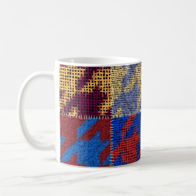 Patchwork canvas: imitation vintage pattern. coffee mug (Left)