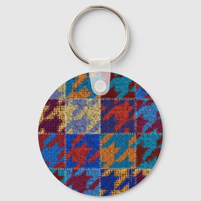Patchwork canvas: imitation vintage pattern. keychain (Front)