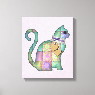 patchwork cat canvas
