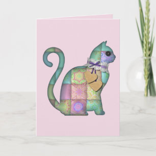 patchwork cat greeting card