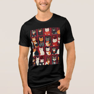 patchwork cats AI art T-shirt Tri-Blend Shirt