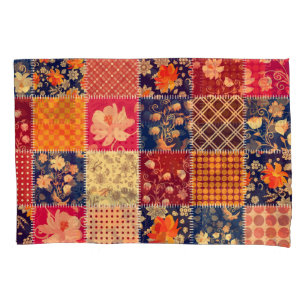 Patchwork Charm: Floral & Geometric Mix Pillowcase
