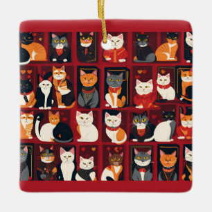 patchwork chats céramique AI art ornement