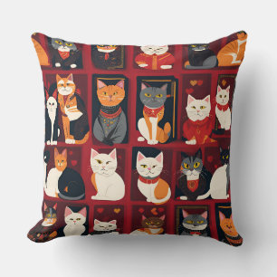patchwork chats coussin d'art AI
