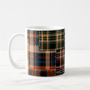 patchwork chercks pattern, tartan design, surface  coffee mug