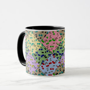 Patchwork cherry berry retro vintage colours fun o mug