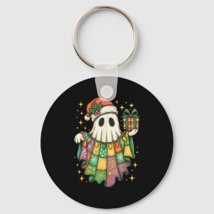 Patchwork Christmas Ghost Christmas, Christmas Boo Keychain