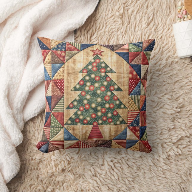 Patchwork Christmas Tree 1 Cushion (Blanket)
