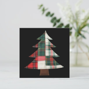 Patchwork Christmas Tree Holiday Winter Xmas Card