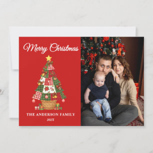 Patchwork Christmas Tree Photo Holiday Card