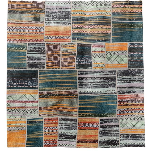Patchwork collage mix, quilt pattern print. (Front)